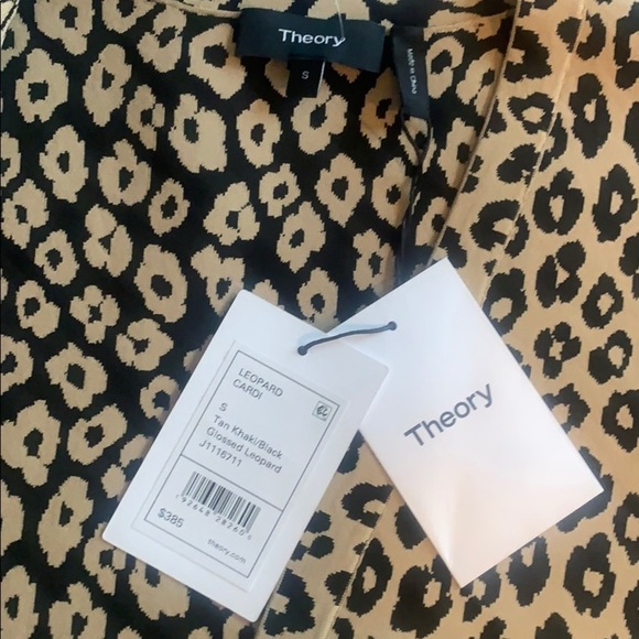 𝅺NWT Theory Leopard Structured V-Neck Cardigan Animal Print Sweater Size Small - Picture 7 of 7